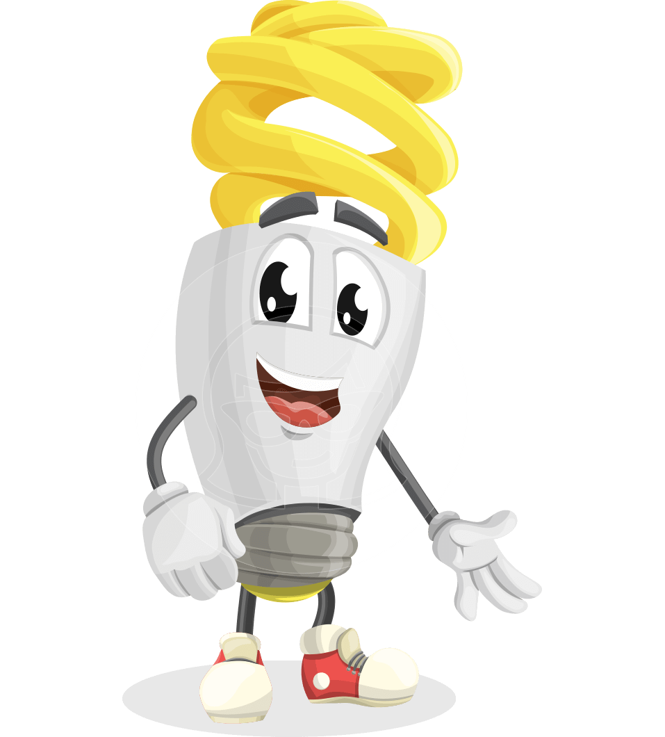 Energy Saving Light Bulb Cartoon Vector Character AKA Bulby Lightson